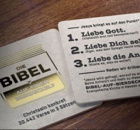 Bibel auf Bierdeckel