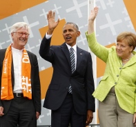 Heinrich Bedford-Strohm, Barack Obama, Angela Merkel