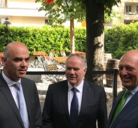 Bundesrat Alain Berset, Herbert Winter, SIG-Prsident, Jean-Marc Brunschwig, PLJS-Co-Prsident (v.l.n.r.)