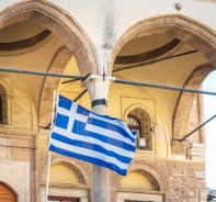 Griechische Flagge in Athen.